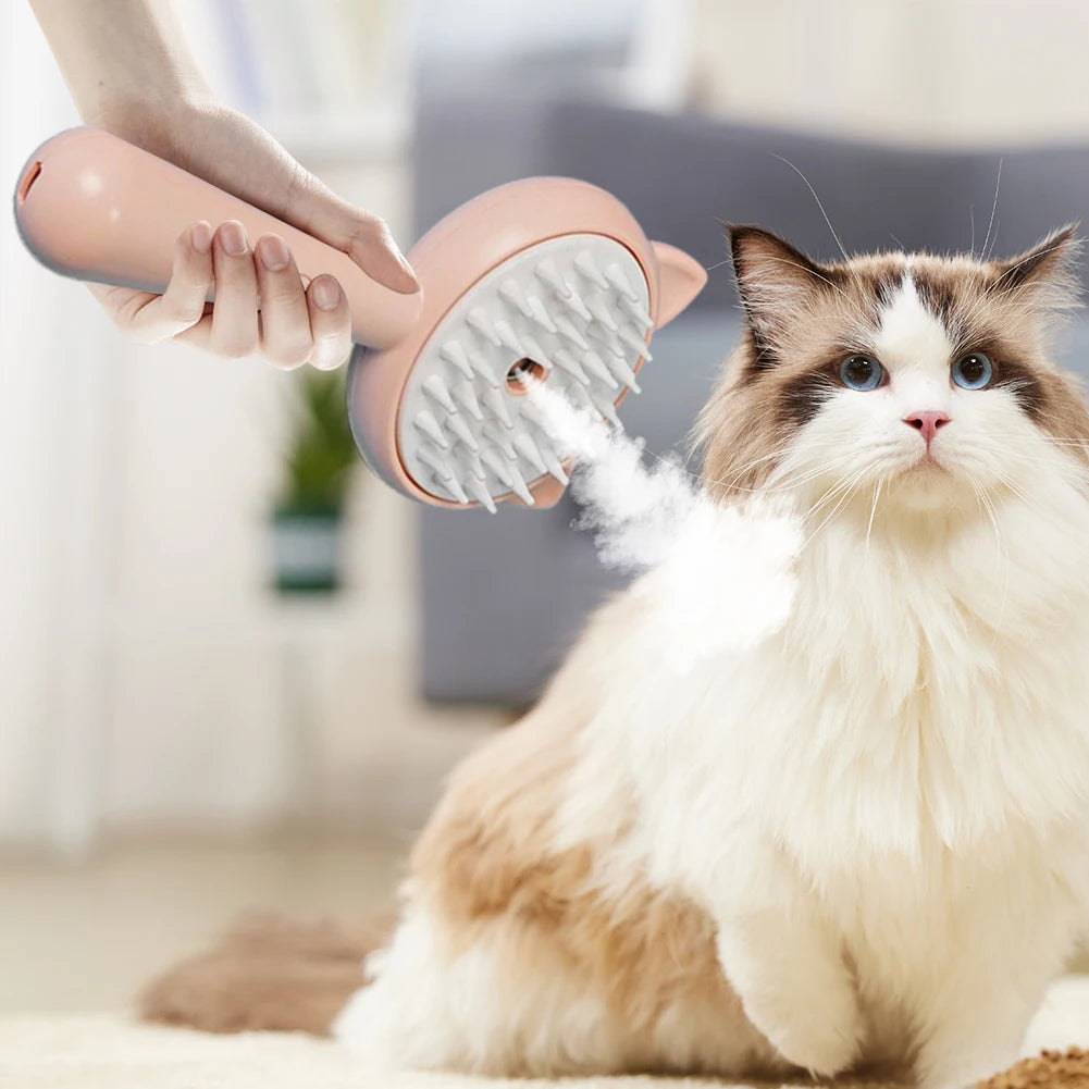 Cepillo limpiador de pelo para mascotas con vaporizador