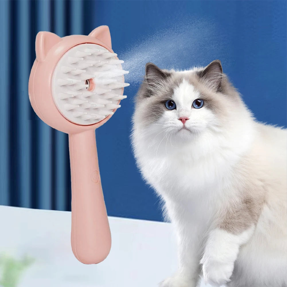 Cepillo limpiador de pelo para mascotas con vaporizador