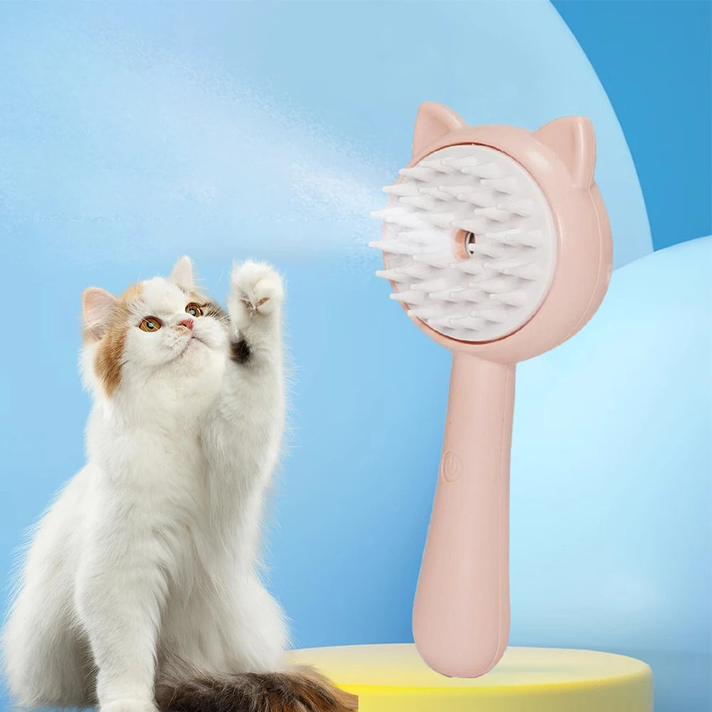 Cepillo limpiador de pelo para mascotas con vaporizador