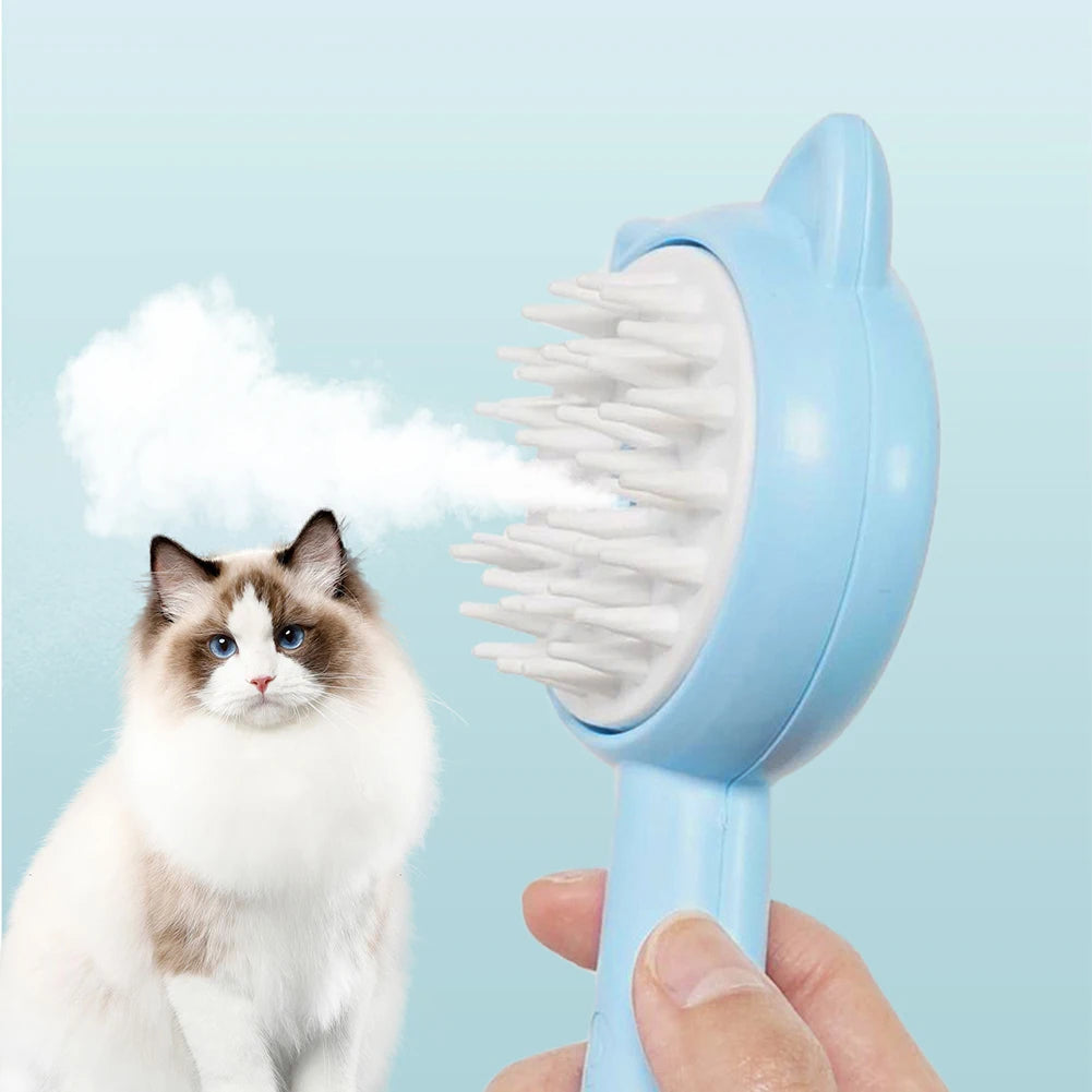 Cepillo limpiador de pelo para mascotas con vaporizador