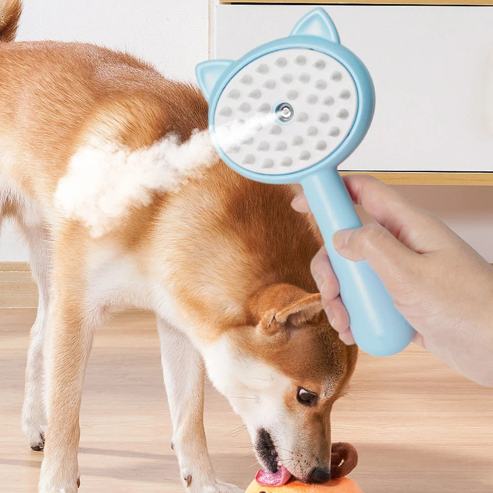 Cepillo limpiador de pelo para mascotas con vaporizador