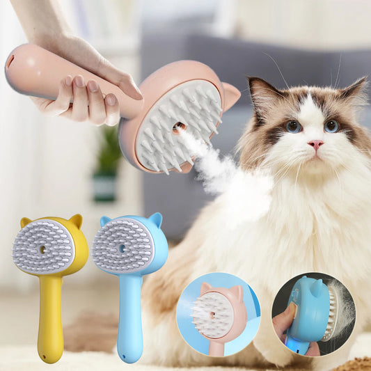 Cepillo limpiador de pelo para mascotas con vaporizador
